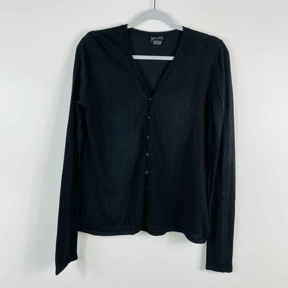 New York & Company Cardigan Sweater Small Black Button Front Long Sleeve